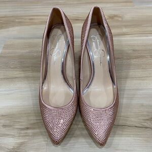 Jessica Simpson Pink Embellished Pointed-Toe Pumps